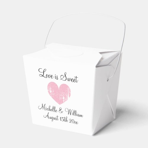 Love is sweet elegant pink heart custom wedding favor boxes