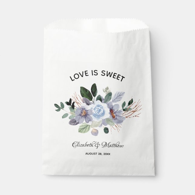Love is Sweet Elegant Purple Floral Wedding Favor Bag (Front)