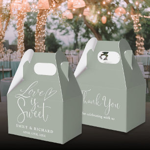 Love Is Sweet Elegant Sage Green Wedding Favor Boxes