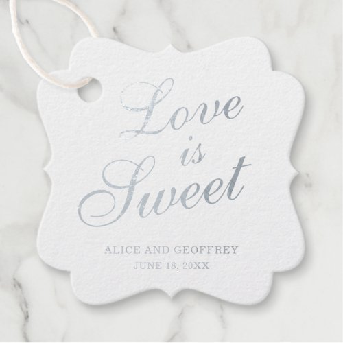 Love Is Sweet Elegant Silver Foil Wedding Foil Favor Tags