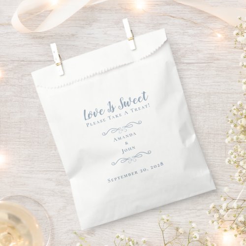 Love is Sweet Elegant Wedding Reception Dusty Blue Favor Bag