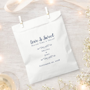 Love is Sweet Elegant Wedding Reception Navy Blue Favor Bag