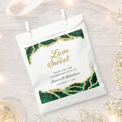 Love is Sweet Emerald Agate Thank You Wedding Favor Bag
