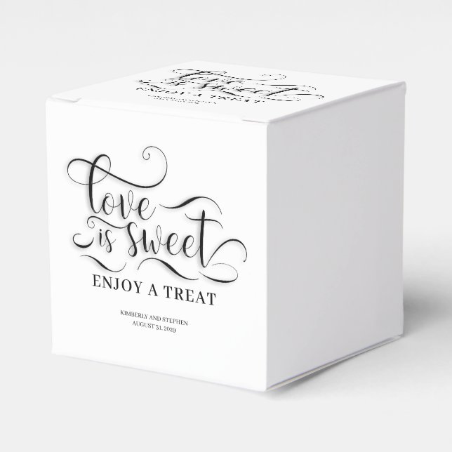 Love is Sweet Enjoy a Treat Wedding Favor Boxes (Front Side)