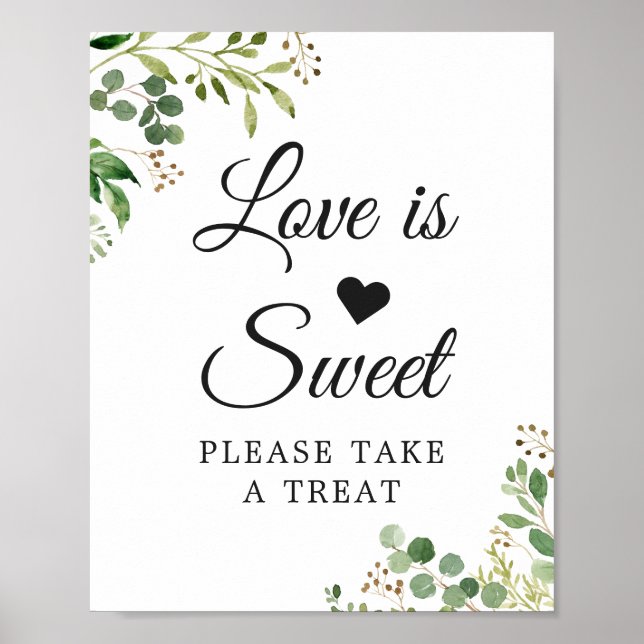 Love is Sweet Eucalyptus Greenery Leaves Foliage Poster (Front)