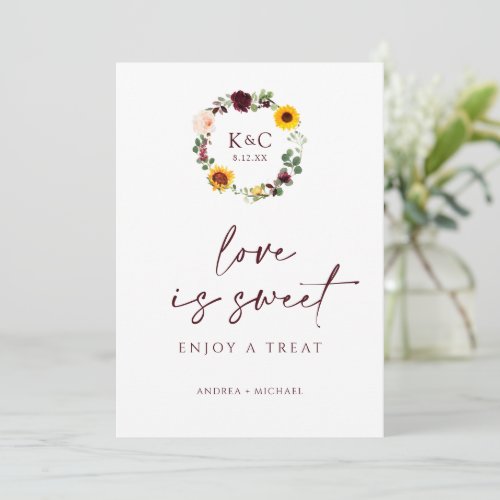 Love is Sweet Fall Bridal Shower Sign Sunflowers Invitation