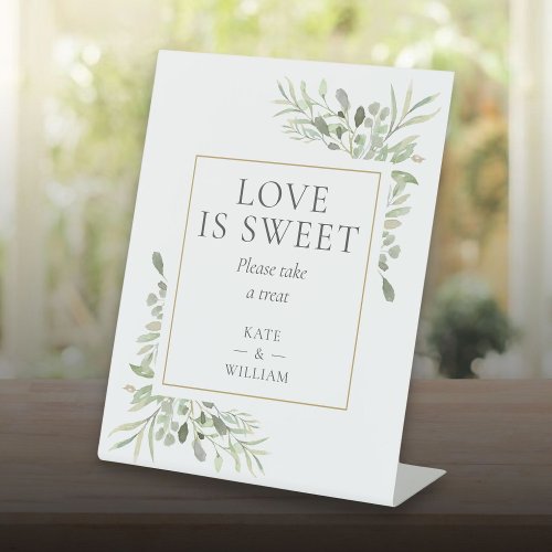 Love Is Sweet Favor Greenery Wedding Pedestal Sign