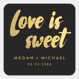 Love is sweet favor sticker gold and black