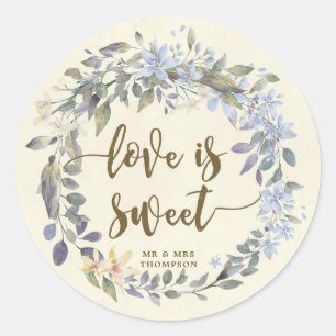 love is sweet favor stickers boho blue floral