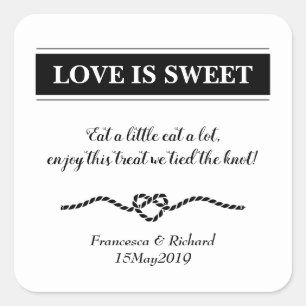 Love Is Sweet Favors Beach Wedding Square Sticker