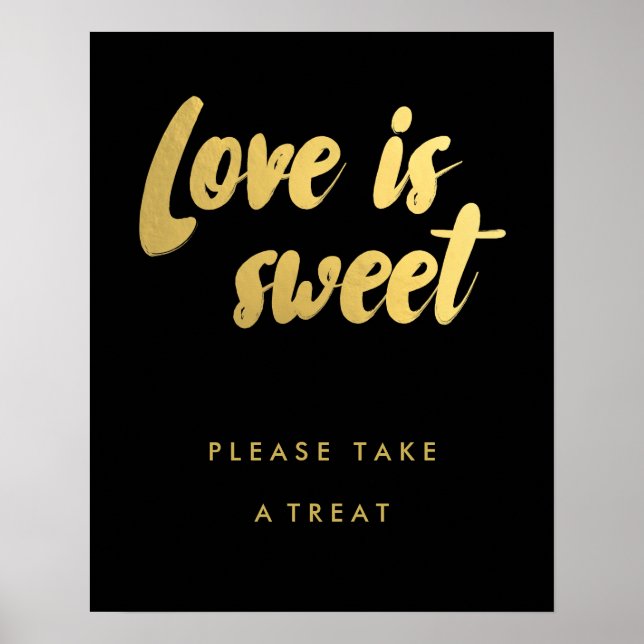 Love is sweet favors gold sign | editable color (Front)