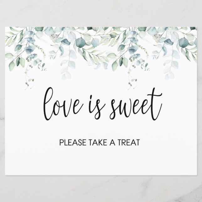 Love is Sweet Favors Sign - Eucalyptus Wedding (Front)