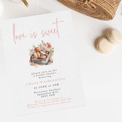 Love is Sweet Floral Macarons Bridal Shower Invitation