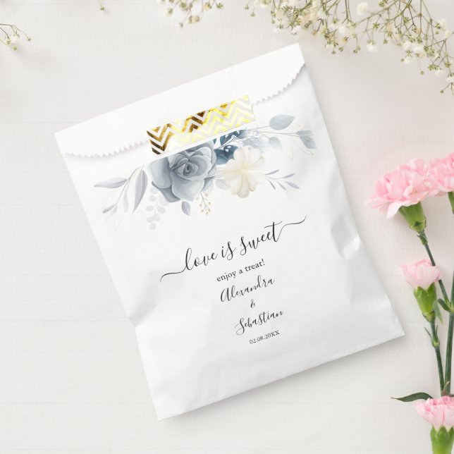 Love is Sweet Floral Wedding Sweet Treat  Favor Bag (Sealed)