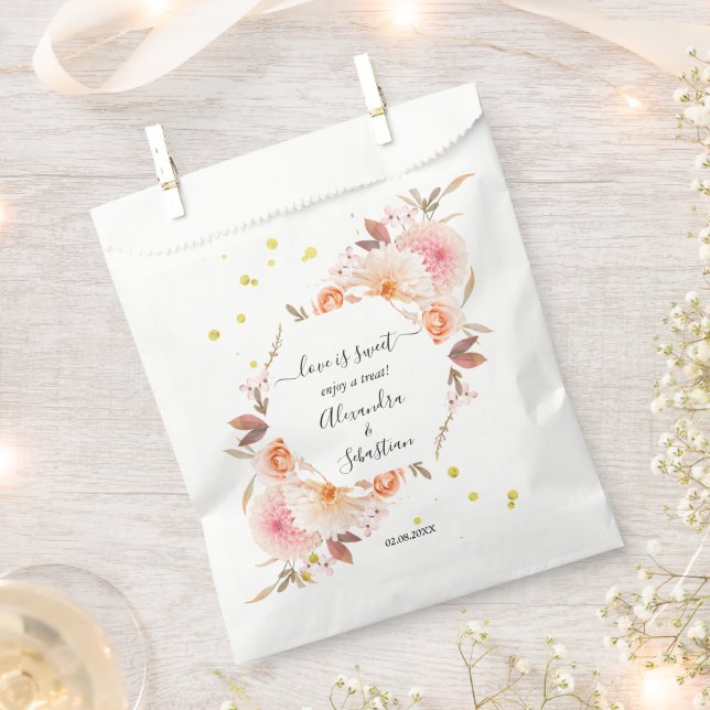 Love is Sweet Floral Wedding Sweet Treat Favor Bag (Clipped)
