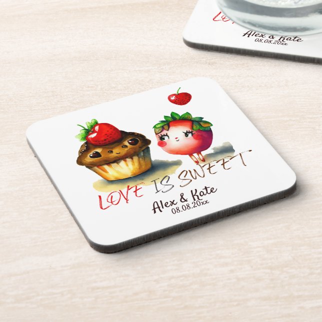 Love is Sweet Fun Beverage Coaster (Left Side)