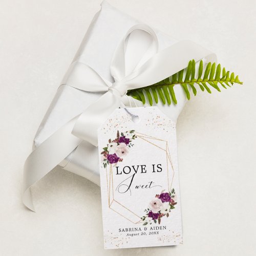 Love is Sweet Geometric Purple Blush Pink Floral Gift Tags