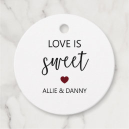 Love is Sweet Gift Tags, Burgundy Wedding Favor Tags