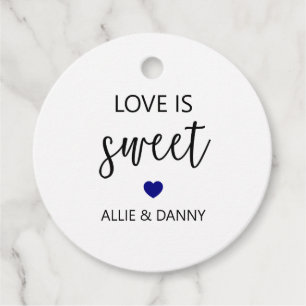 Love is Sweet Gift Tags, Navy Blue Wedding Favor Tags