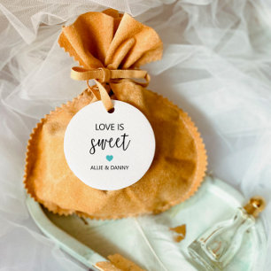 Love is Sweet Gift Tags, Turquoise Wedding Favor Tags