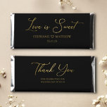 Love Is Sweet Gold Black Wedding Hershey Bar Favors<br><div class="desc">These wedding favors feature an elegant faux gold design on a black background. Personalize with your text.</div>