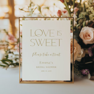 Love is Sweet Gold Bridal Shower Favor Sign