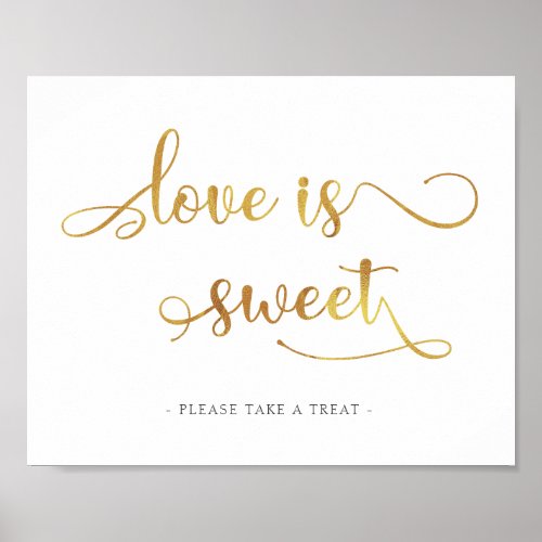 Love is sweet gold dessert favors Wedding Sign
