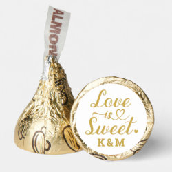 Love is Sweet Gold Heart Script Custom Wedding Hershey®'s Kisses®