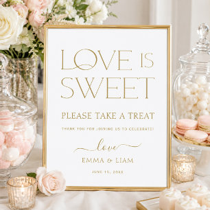 Love is Sweet Gold Wedding Favor Table Sign