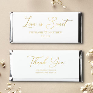 Love Is Sweet Gold Wedding Hershey Bar Favors