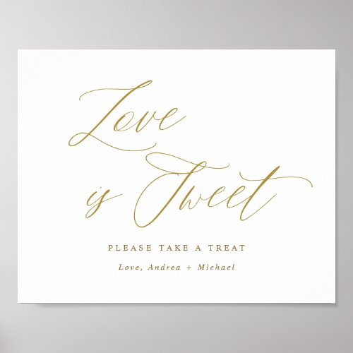 Love is Sweet Gold Wedding Sign Elegant Script