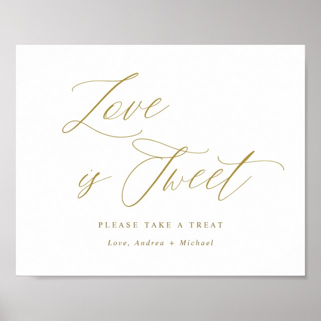 Love is Sweet Gold Wedding Sign Elegant Script (Front)