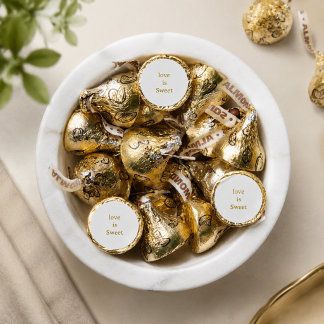 Love is Sweet Gold White Heart Script Hershey®'s K Kisses®