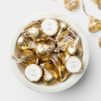 Love is Sweet Gold White Heart Script Hershey®'s K Kisses®