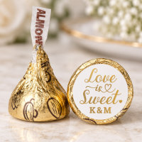 Love is Sweet Gold White Heart Script