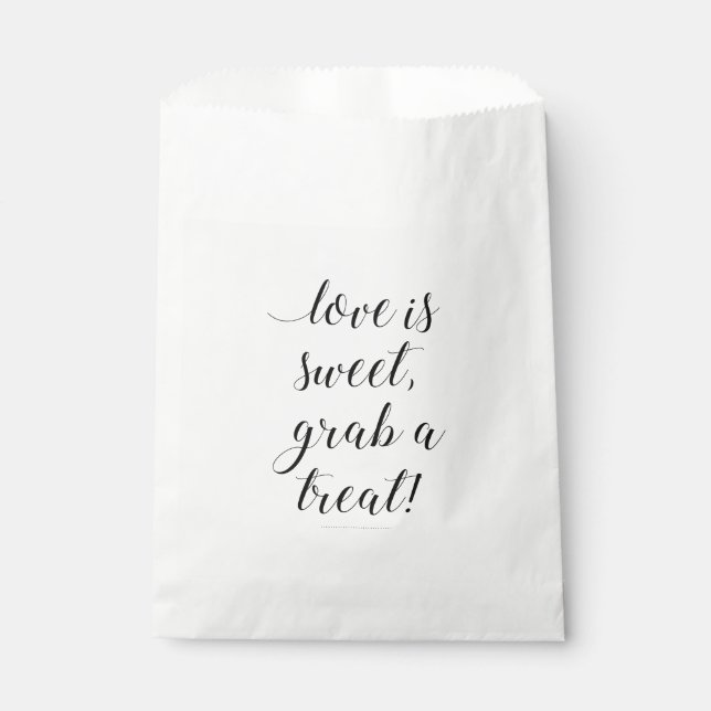 Love Is Sweet Grab A Treat Wedding Favor Bag (Front)