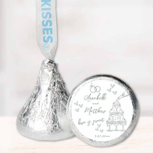 Love Is Sweet Green Hand Drawn Wedding Hershey®'s Kisses® (Love Is Sweet Green Hand Drawn Wedding Hershey®'s Kisses®)
