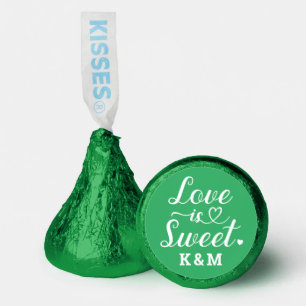 Love is Sweet Green Heart Script Wedding Hershey®'s Kisses®