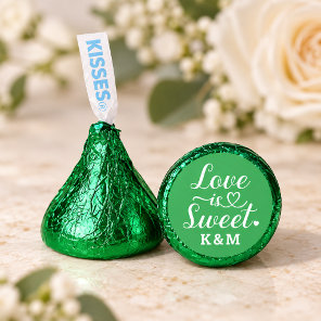 Love is Sweet Green Heart Script Wedding Hershey®'s Kisses®