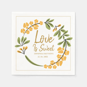 Love is sweet, green leaves vintage bridal shower napkins