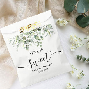 Love Is Sweet Greenery Eucalyptus Wedding Favor Bag
