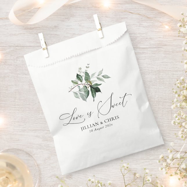 love is sweet greenery floral wedding favor bag (Clipped)