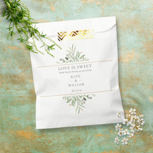 Love Is Sweet Greenery Foliage Wedding Favor Bag