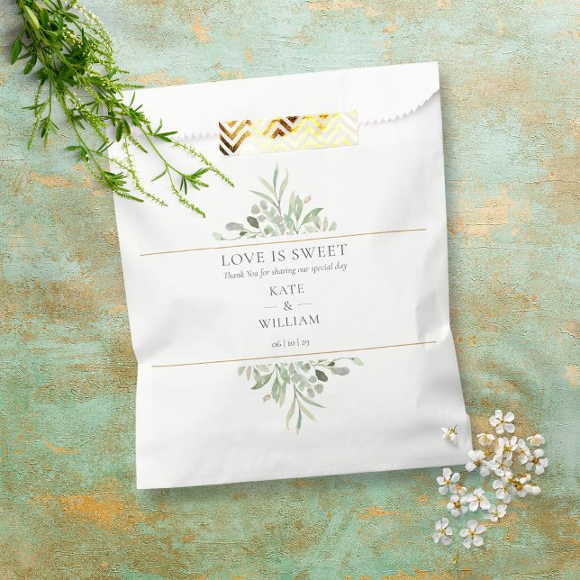 Love Is Sweet Greenery Foliage Wedding Favor Bag (Creator Uploaded)