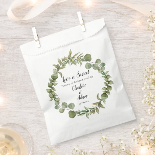 Love Is Sweet Greenery Garland Wedding Favor Bag