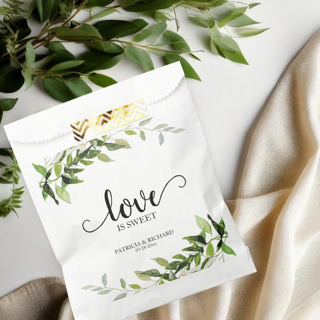 Love Is Sweet Greenery Wedding  Favor Bag (Creator Uploaded)