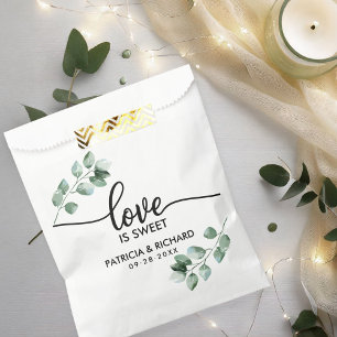 Love Is Sweet Greenery Wedding Favor Bag