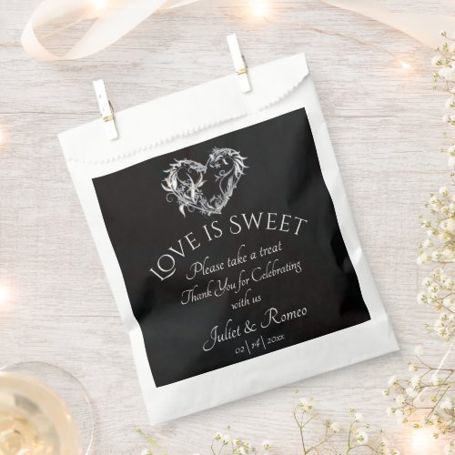 Love is Sweet, Heart - Black Favor Bag