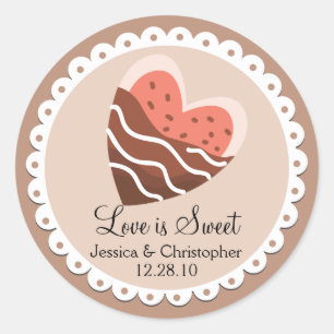 Love is Sweet - Heart Cookie dipped in Chocolate Classic Round Sticker