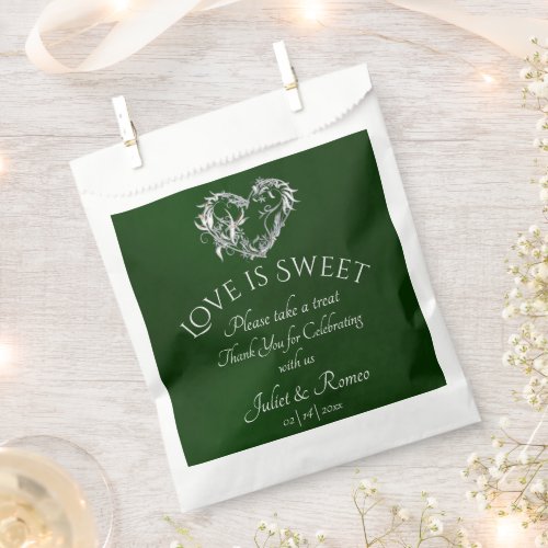 Love is Sweet, Heart - Emerald Favor Bag